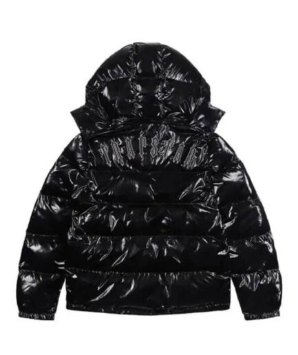 Black Shiny Trapstar Irongate Jacket Detachable Hooded